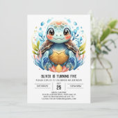 Invitation Amusant Printable Turtle Boy Anniversaire (Debout devant)