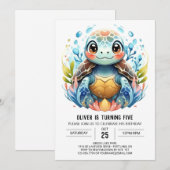 Invitation Amusant Printable Turtle Boy Anniversaire (Devant / Derrière)