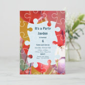Invitation Amusant Puzzle Ballons thème Anniversaire (Debout devant)