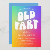 Invitation Amusant Retro Arc-en-ciel Vieux part N'importe que (Devant / Derrière)