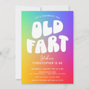 Invitation Amusant Retro Arc-en-ciel Vieux part N'importe que