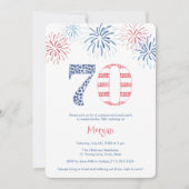 Invitation Amusant Rouge Blanc Bleu Jeune 70e fête d'annivers (Devant)