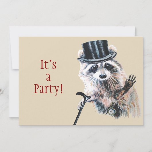 Invitation Amusant Silly Formal Attire Raccoon Animal Jeudi (Devant)