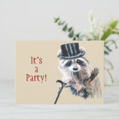 Invitation Amusant Silly Formal Attire Raccoon Animal Jeudi (Debout devant)