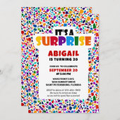 Invitation Amusant Surprise coloré Anniversaire (Devant / Derrière)