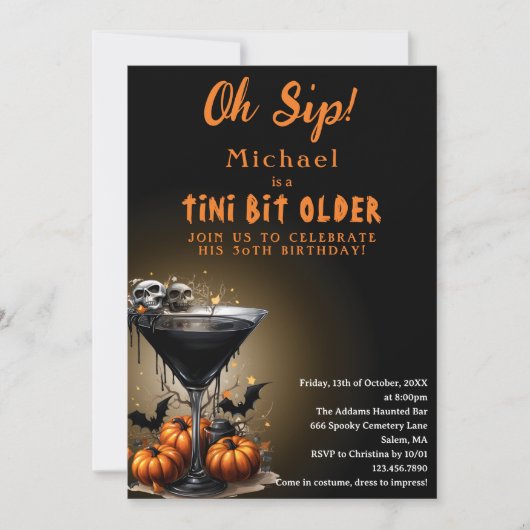Invitation Amusant Un Tini Un Peu Plus Ancien Halloween Fête  (Devant)
