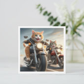Invitation Amusant Vélo Chat, Chats Sur Moto Anniversaire (Debout devant)