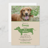 Invitation Amusant Vert Tan Pet Chien Muzzle Tov Bark Mitzvah (Devant / Derrière)