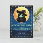 Invitation Amusant Wicken Green Witch Halloween Anniversaire (Debout devant)