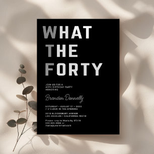 Invitation Amusant WTF Adulte 40e fête d'anniversaire