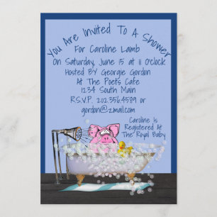 Invitation amusante au Baby shower avec douche à c