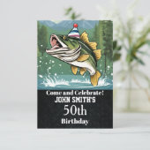 Invitation Amusante Basse Pêche Anniversaire Fête Hommes (Debout devant)