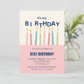 Invitation Amusante bougie rose Vert 81e anniversaire invitat (Debout devant)