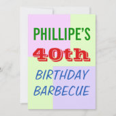 Invitation amusante, colorée "40ème anniversaire B (Devant)