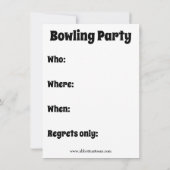 Invitation amusante de Bowling Party (Dos)