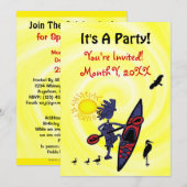 Invitation Amusante de Fête aux Oiseaux en Kayak (Devant / Derrière)