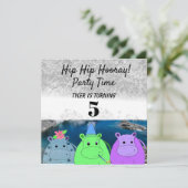 Invitation amusante de la fête hippo (Debout devant)