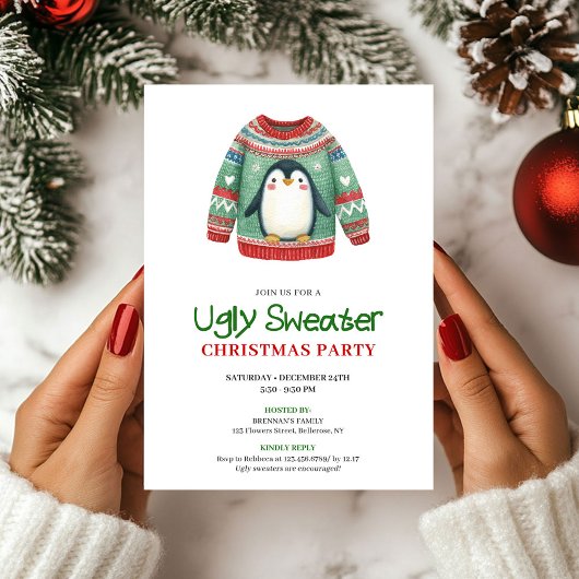 Invitation amusante de Noël au pull moche joyeux