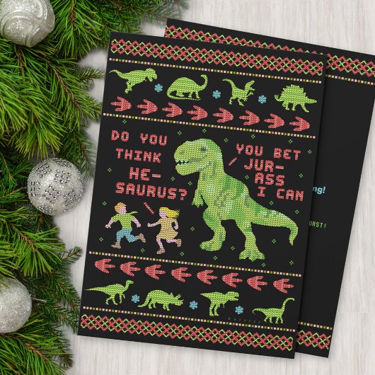 Invitation Amusante Fantaisie Soirée de Noël T Rex Dinosaur