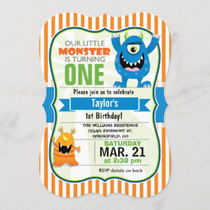 Invitation Amusante fête d'anniversaire de Little Monster