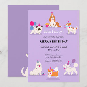 Invitation Amusante fête d'anniversaire pour animaux de compa