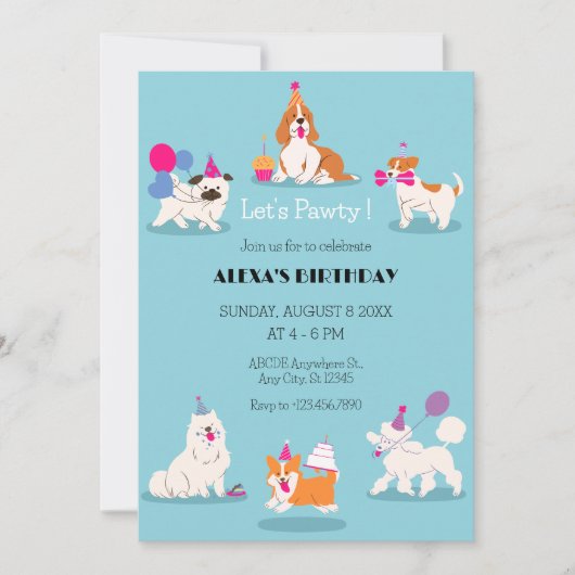Invitation Amusante fête d'anniversaire pour animaux de compa (Devant)