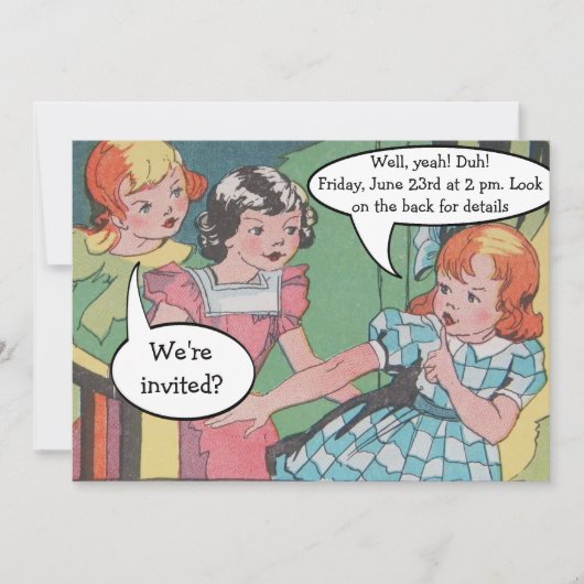 Invitation Amusante fête de bande dessinée rétro Vintage (Devant)