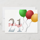 Invitation Amusante fête du 21e anniversaire | 21 Ballons d'â (Devant)