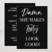 Invitation Amusante fête du 40e anniversaire (Devant / Derrière)