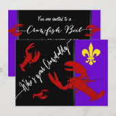 Invitation Amusante Fleur De Lis Ébullition d'écrevisses (Devant / Derrière)