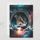 Invitation Amusante Galaxie Space Cat Astronaut fête d'annive (Dos)