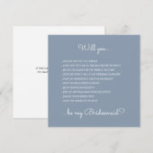 Invitation Amusante Moderne Dusty Blue Script Bridesmaid Prop (Devant / Derrière)