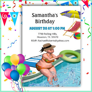 Invitation Amusante Piscine Adulte Fête Anniversaire Invitati