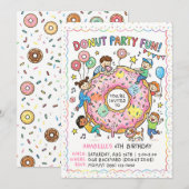 Invitation amusante pour une fête de Donuts (Devant / Derrière)