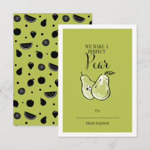 Invitation Amusante Pun de Fruit Pear Classroom Valentine Car