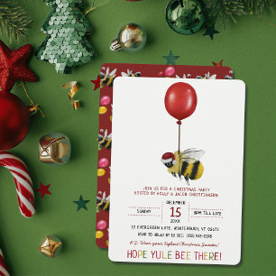 Invitation Amusante Red Bee thème Balloon Noël fête