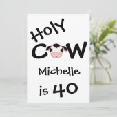 Invitation Amusante Vache Sainte 40e anniversaire de fête Inv (Debout devant)