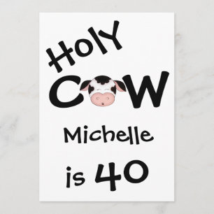 Invitation Amusante Vache Sainte 40e anniversaire de fête Inv