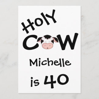 Invitation Amusante Vache Sainte 40e anniversaire de fête Inv