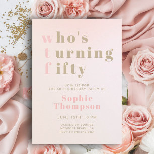 Invitation Amusante WTF rose moderne élégante 50e fête d'anni