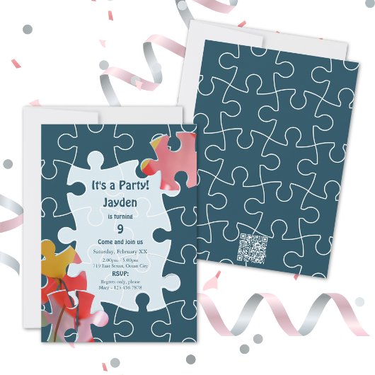 Invitation Amusants 9e anniversaire Puzzle Thématique Invitat