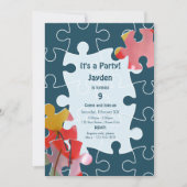 Invitation Amusants 9e anniversaire Puzzle Thématique Invitat (Devant)