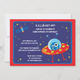 Invitation Amusants alien vaisseau garçons anniversaire invit