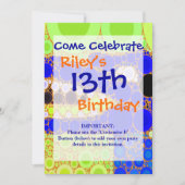 Invitation Amusants Alligator bleu Crocodile Cercles Rétro Mo (Devant)