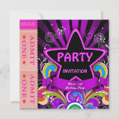 Invitation Amusants Anniversaire Filles Hot Pink Billets 2 (Devant)