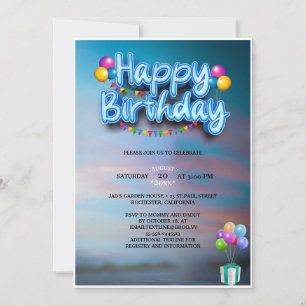 Invitation Amusants Ballons colorés fête d'anniversaire