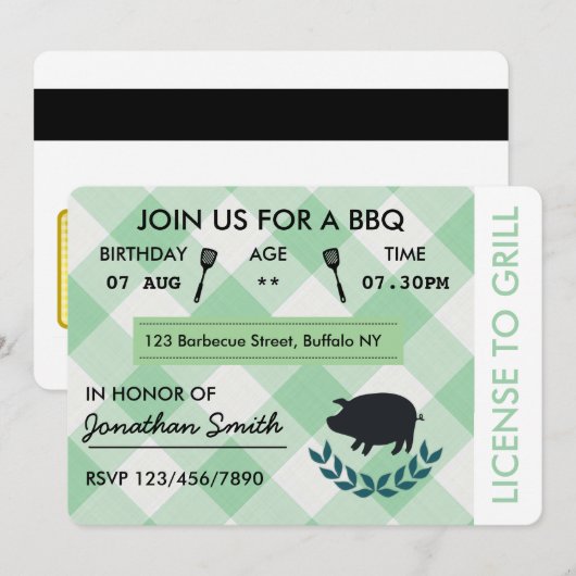 Invitation Amusants barbecue barbecue Anniversaire Fête Invit (Devant / Derrière)