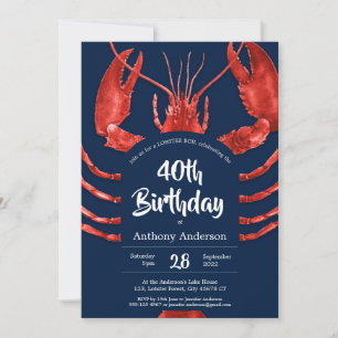 Invitation Amusants Blue Custom Homard Bouille Anniversaire F