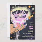 Invitation Amusants Boire des sorcières Halloween Filles sort (Devant)