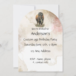 Invitation Amusants Buffalo Bison Faune Parc animalier Annive
